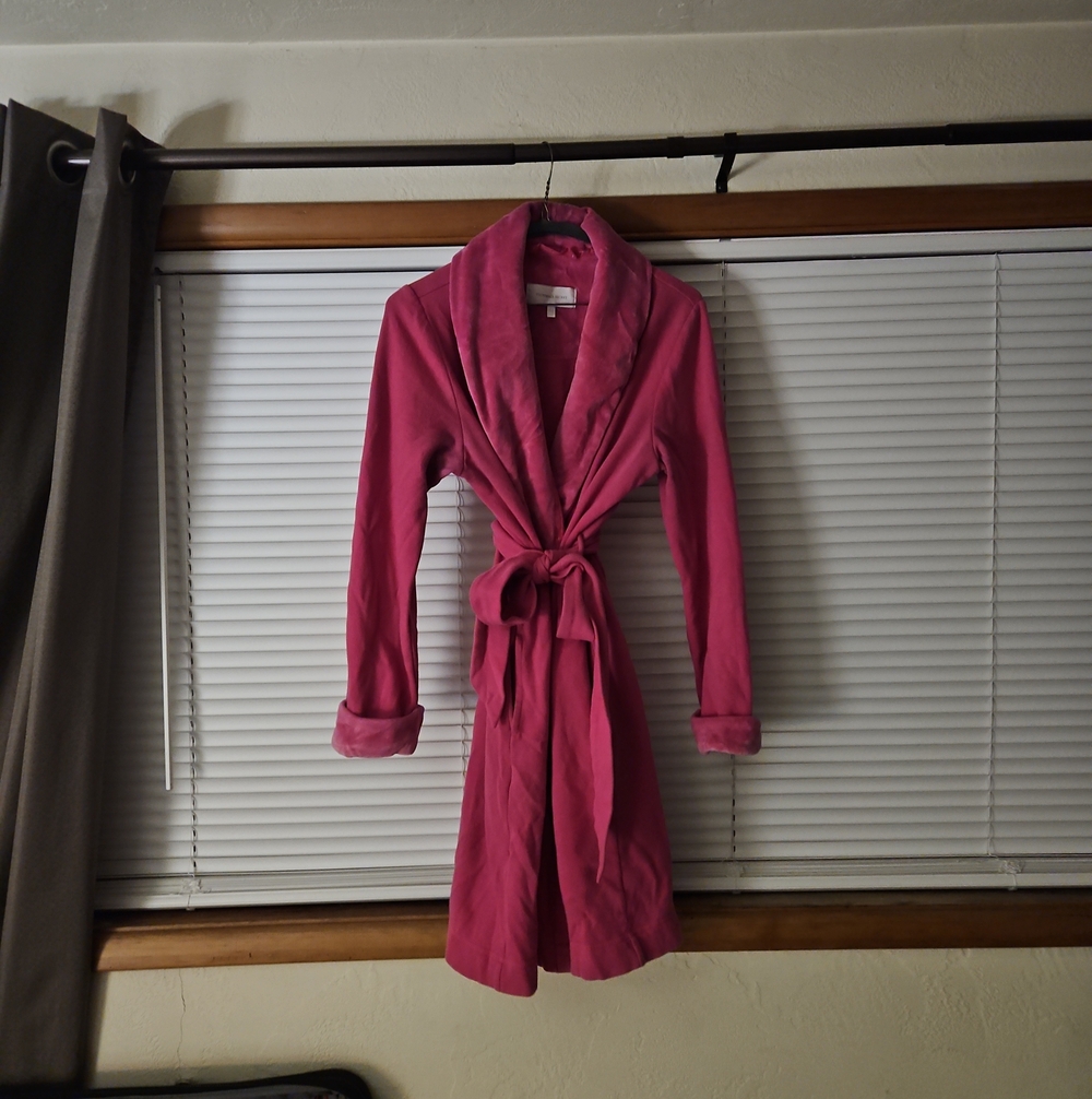 Victoria's Secret Hot Pink Plush Shawl-Collar Robe with Belt